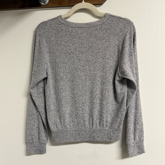 Heather Gray Long Sleeve Knit Sweater by Gaze Crew Neck Pullover XS - Picture 3 of 5